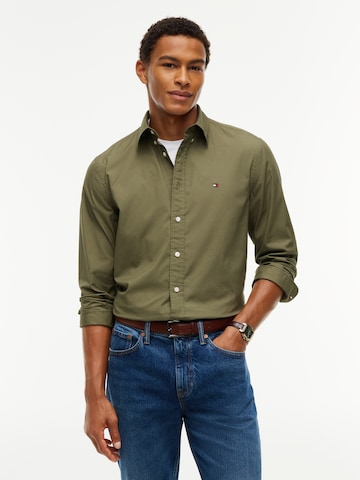 TOMMY HILFIGER Regular fit Риза 'FLEX' в зелено: отпред