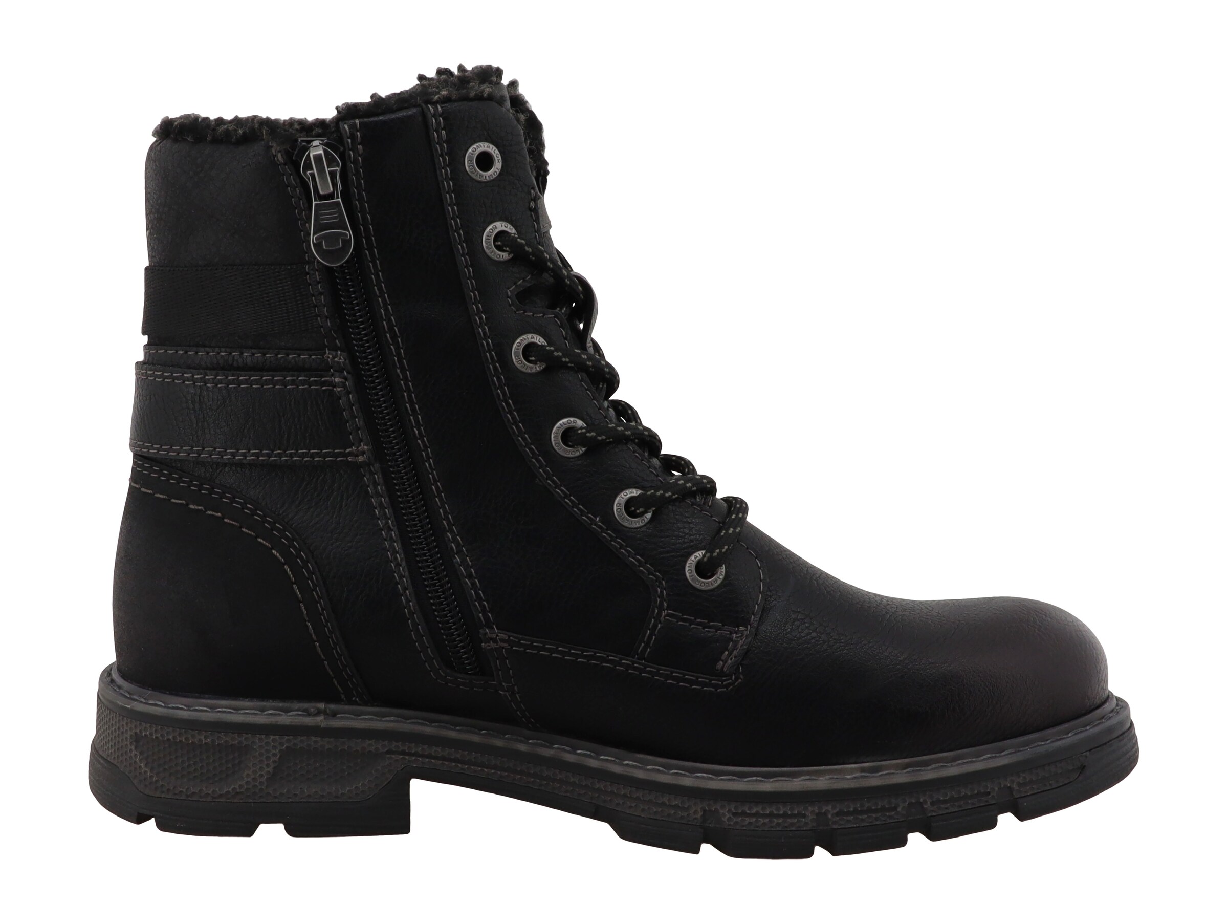 TOM TAILOR - Botas con cordones en negro
