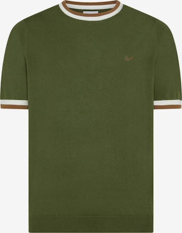 SUN68 - Camiseta 'SUN68 T-SHIRT SWEATER STRIPES DETAILS S/S T-SHIRT' en verde: frente
