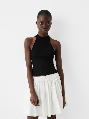 Tops en tricot Bershka en noir : devant