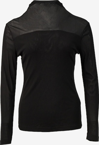 yoligex Top 'Chic High Neck Sheer Mesh Long Sleeve Top - Black' w kolorze czarny: przód