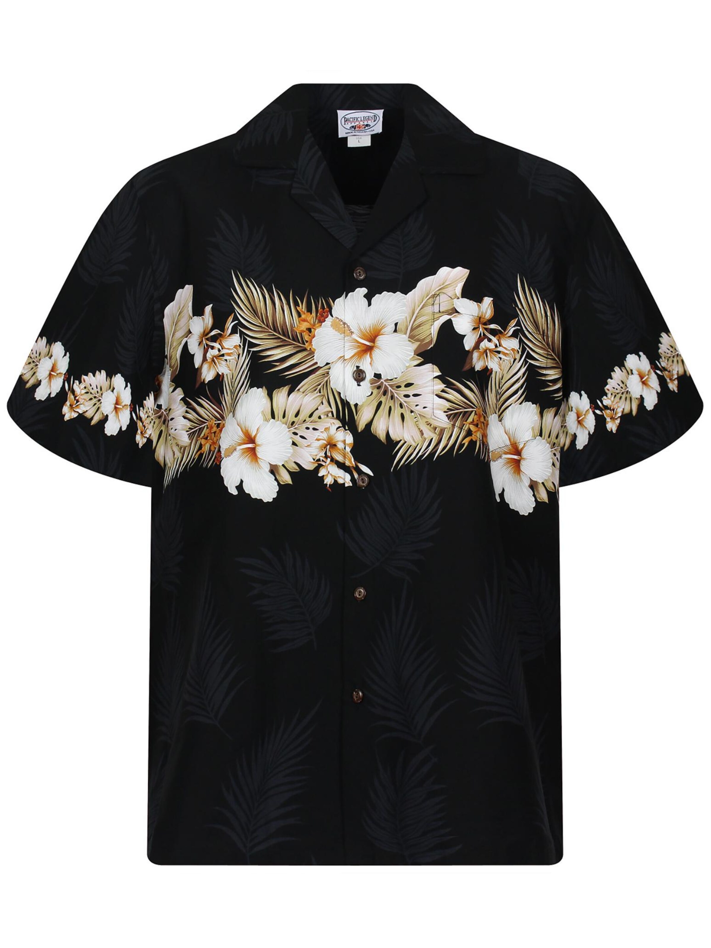 Pacific Legend Hemd 'Blumen'‌‌‌‌‌‌‌ in Schwarz: Vorderseite