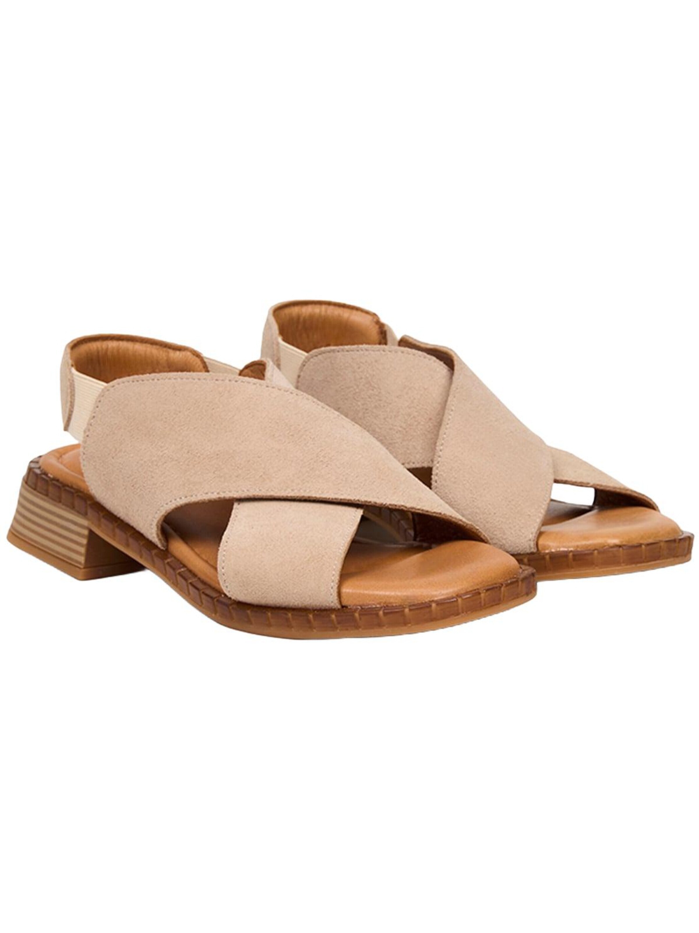 Desa Sandals 'Sandalen mit gekreuzten Riemen' in Beige: front