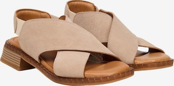 Desa Sandals 'Sandalen mit gekreuzten Riemen' in Beige: front