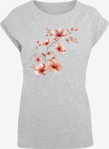 T-shirt 'Rosa Blumenzweig 3D' F4NT4STIC en gris : devant