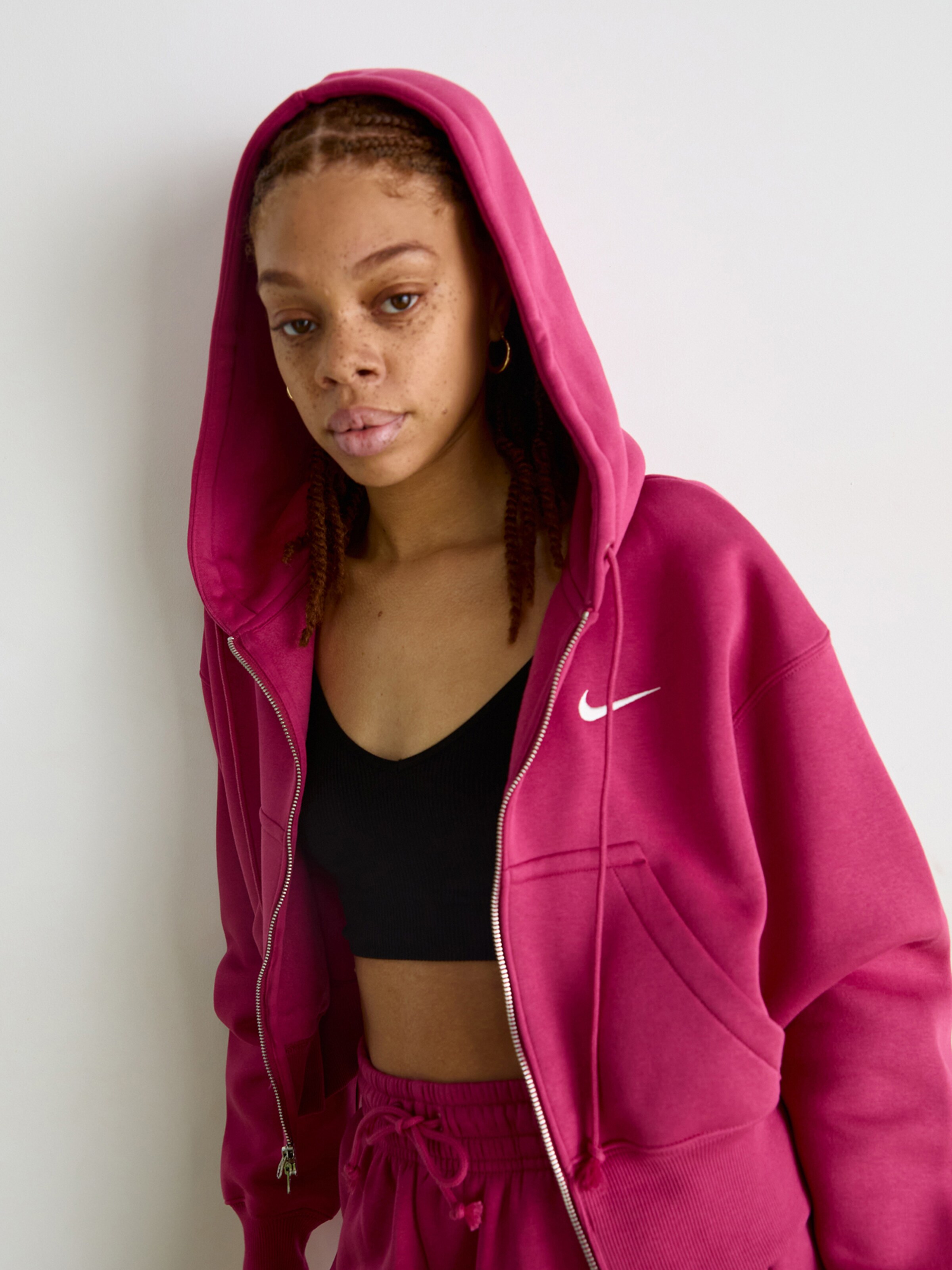 pink nike zip up top