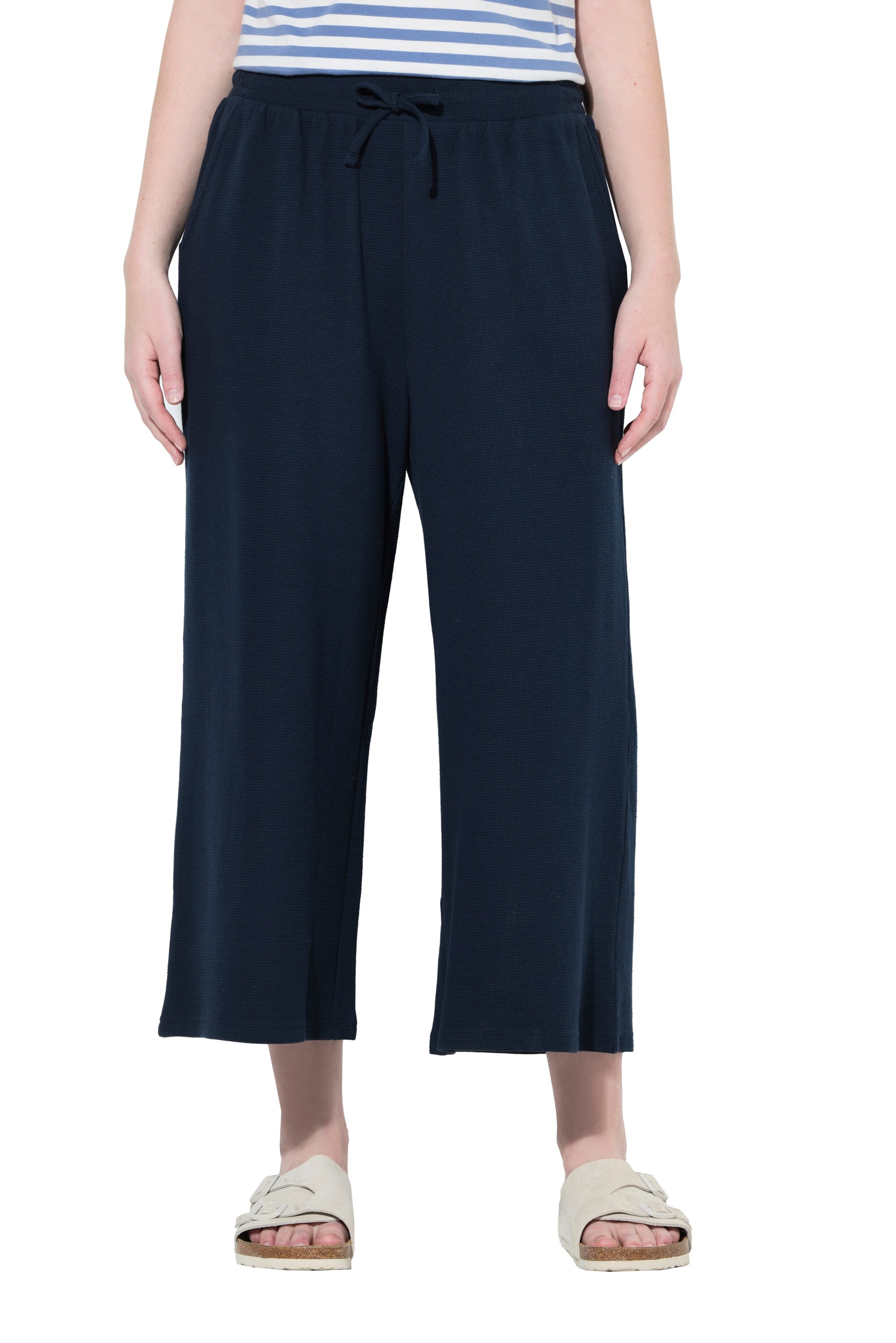Ulla Popken Wide Leg Hose in Blau: Vorderseite