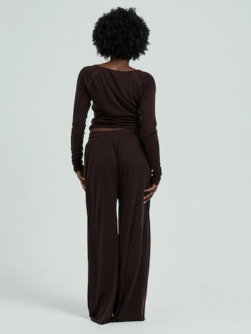 Seamless Basic Wide Leg Bukser 'Woolen Barbera' i brun