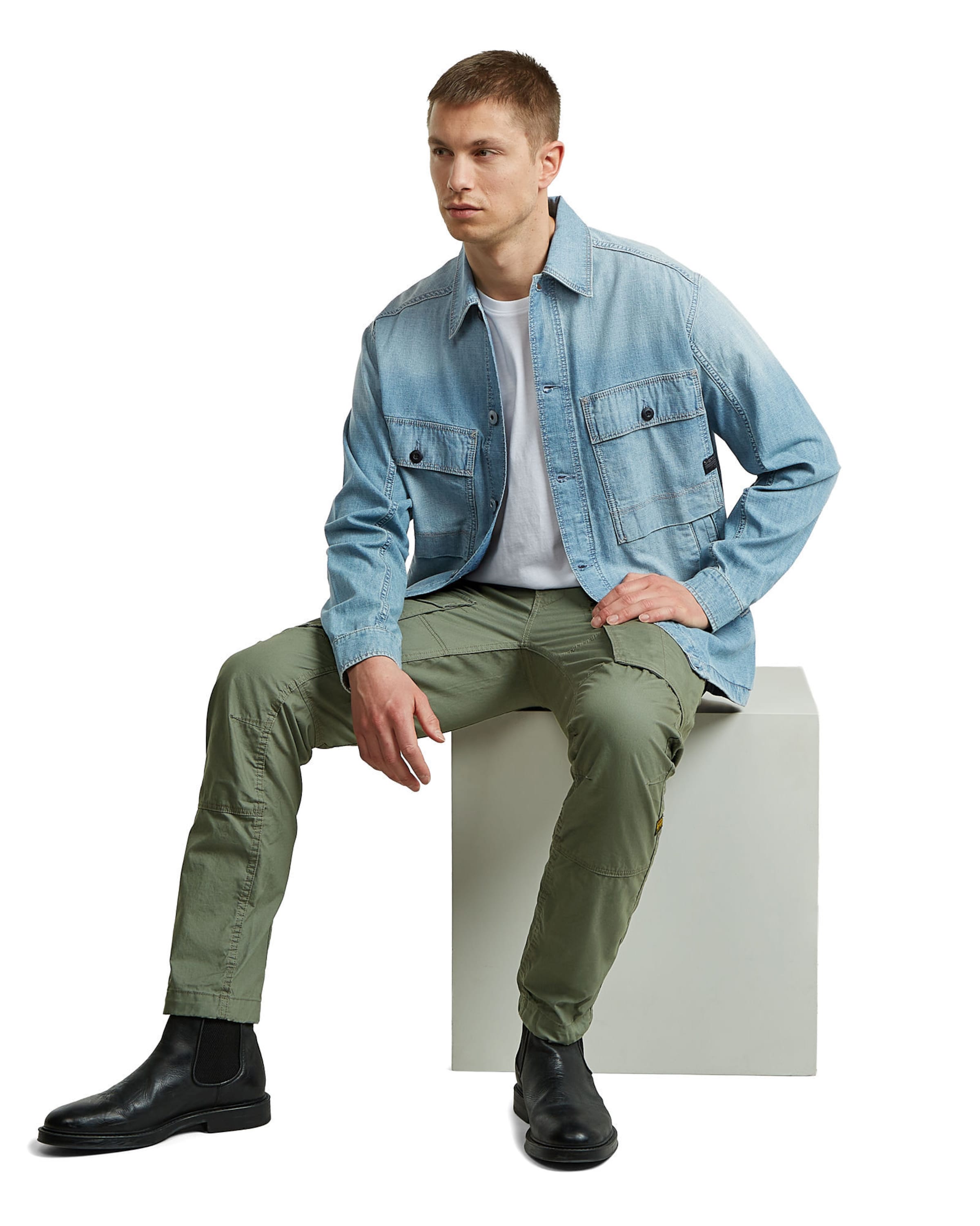 Regular Pantalon cargo 'Zip 3D Regular Tapered Pants' G-STAR en vert