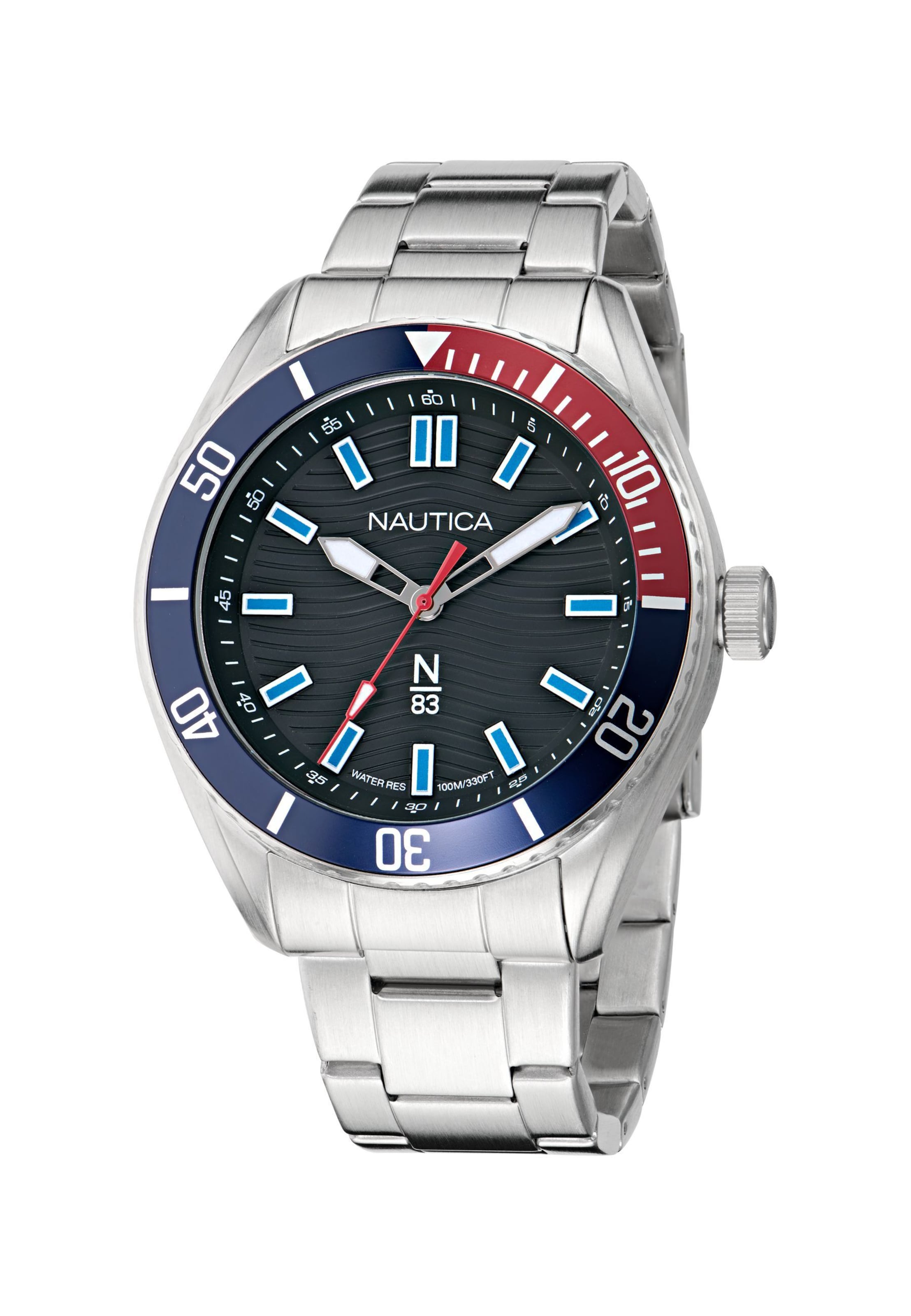 NAUTICA Analoguhr 'FINN WORLD' in Silber: Vorderseite