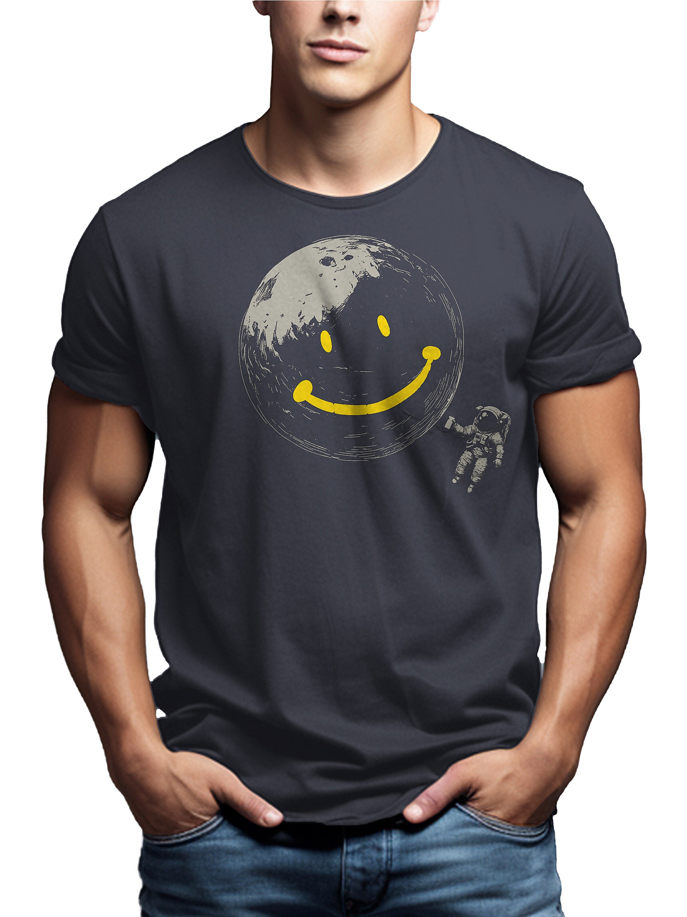 MAKAYA Shirt 'Astro-Smile' in Grey