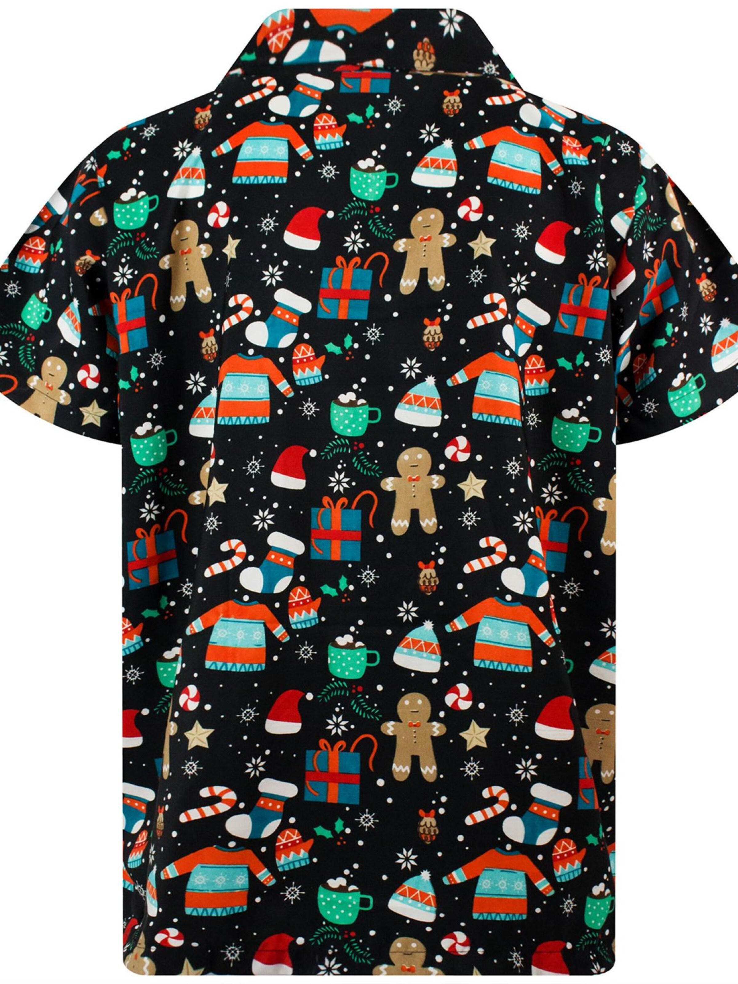 King Kameha Regular Fit Hemd 'Christmas Gingerbread'‌‌ in Schwarz