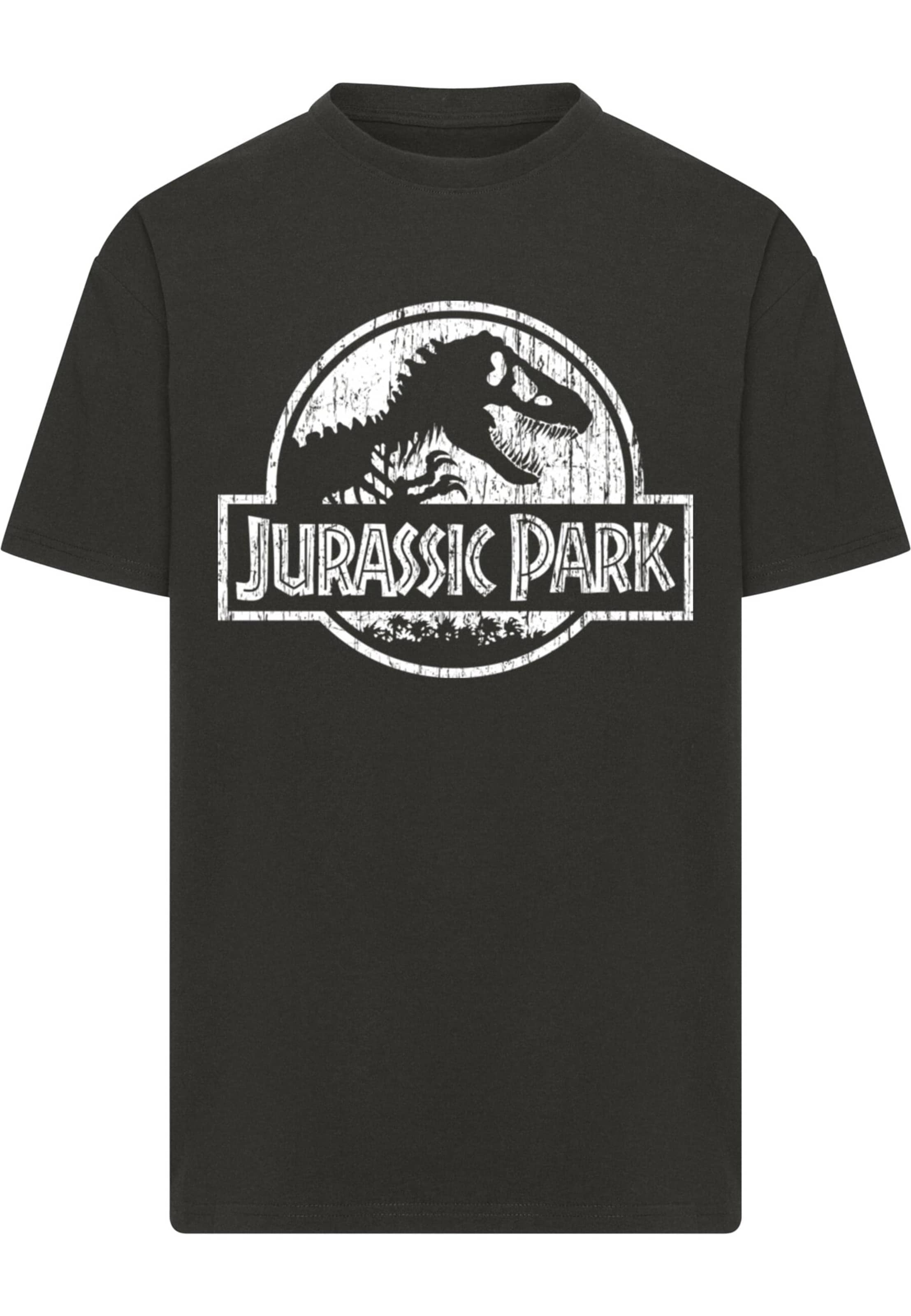 Merchcode T-Shirt 'Jurassic Park Distressed' in Schwarz: Vorderseite