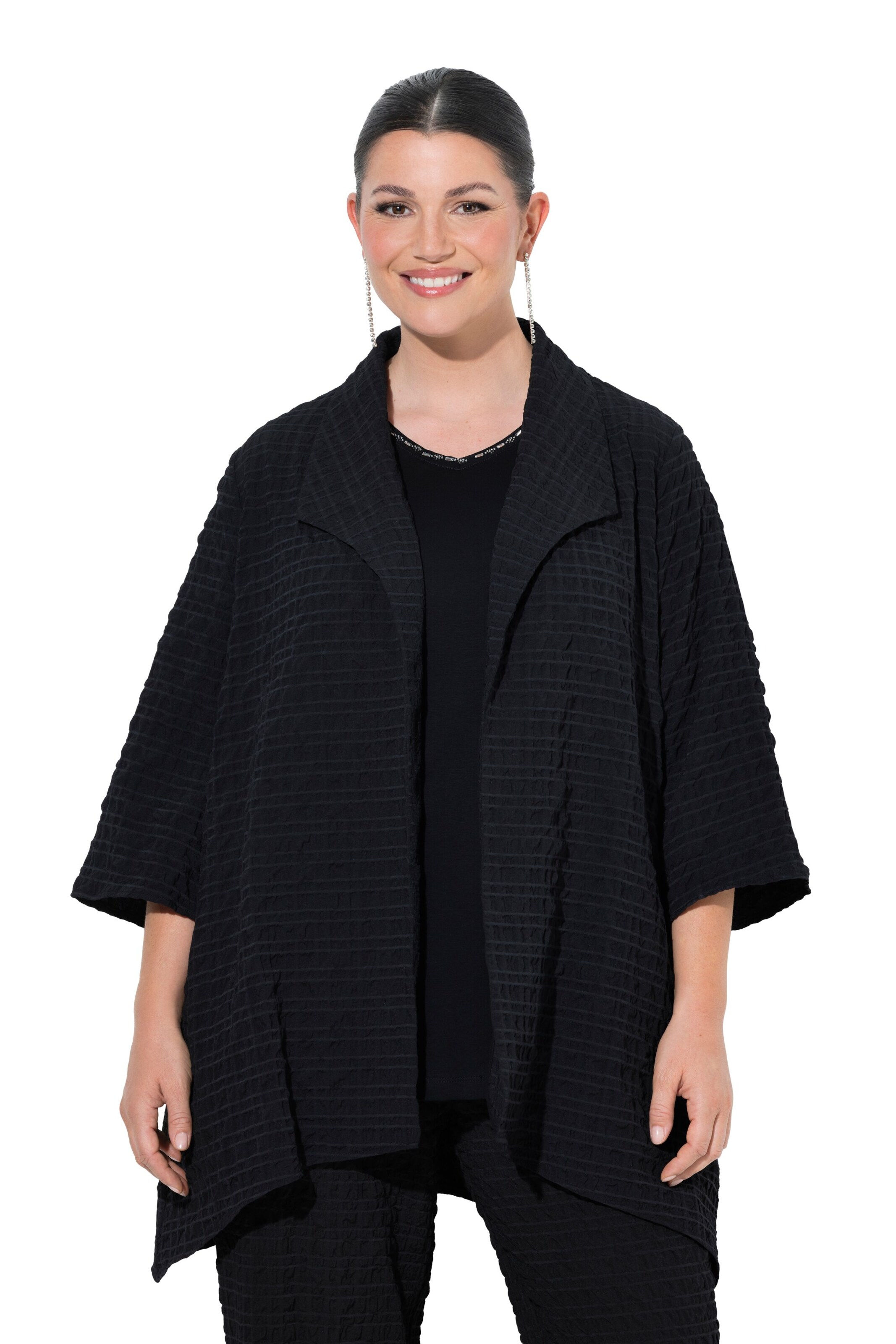 Ulla Popken Between-season jacket in Black: front