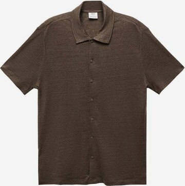 MANGO MAN Button Up Shirt 'Ricard' in Brown: front