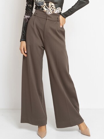 JIORO Wide Leg Hose 'ESSENTIALS' in Braun