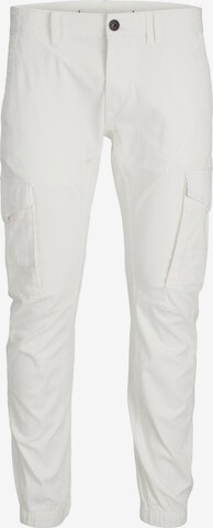 JACK & JONES Tapered Cargo Pants in White: front