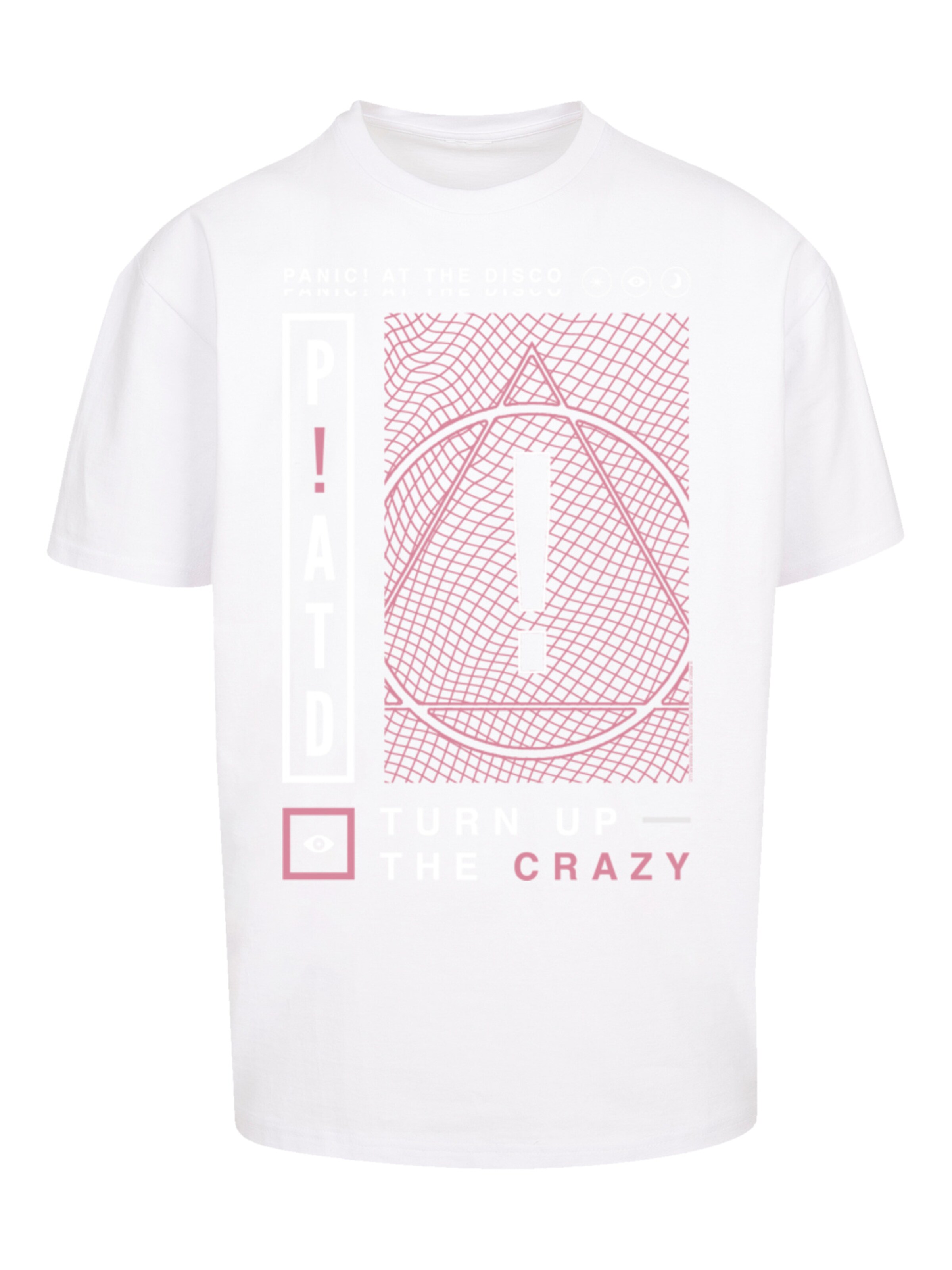 F4NT4STIC Shirt 'Panic At The Disco Turn Up The Crazy' in Wit: voorkant