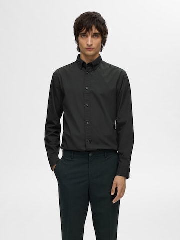 SELECTED Slim fit Overhemd in Zwart: voorkant