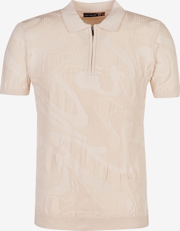 Leif Nelson T-Shirt Feinstrick Polo in Beige: predná strana