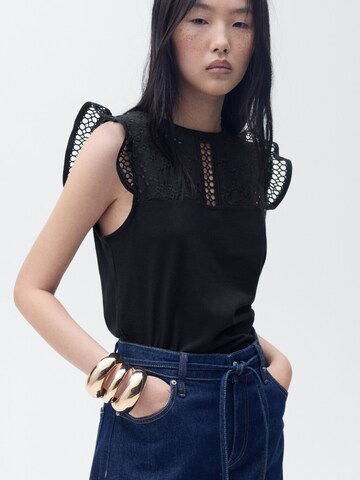 MANGO Top 'MUNI' in Schwarz: Vorderseite