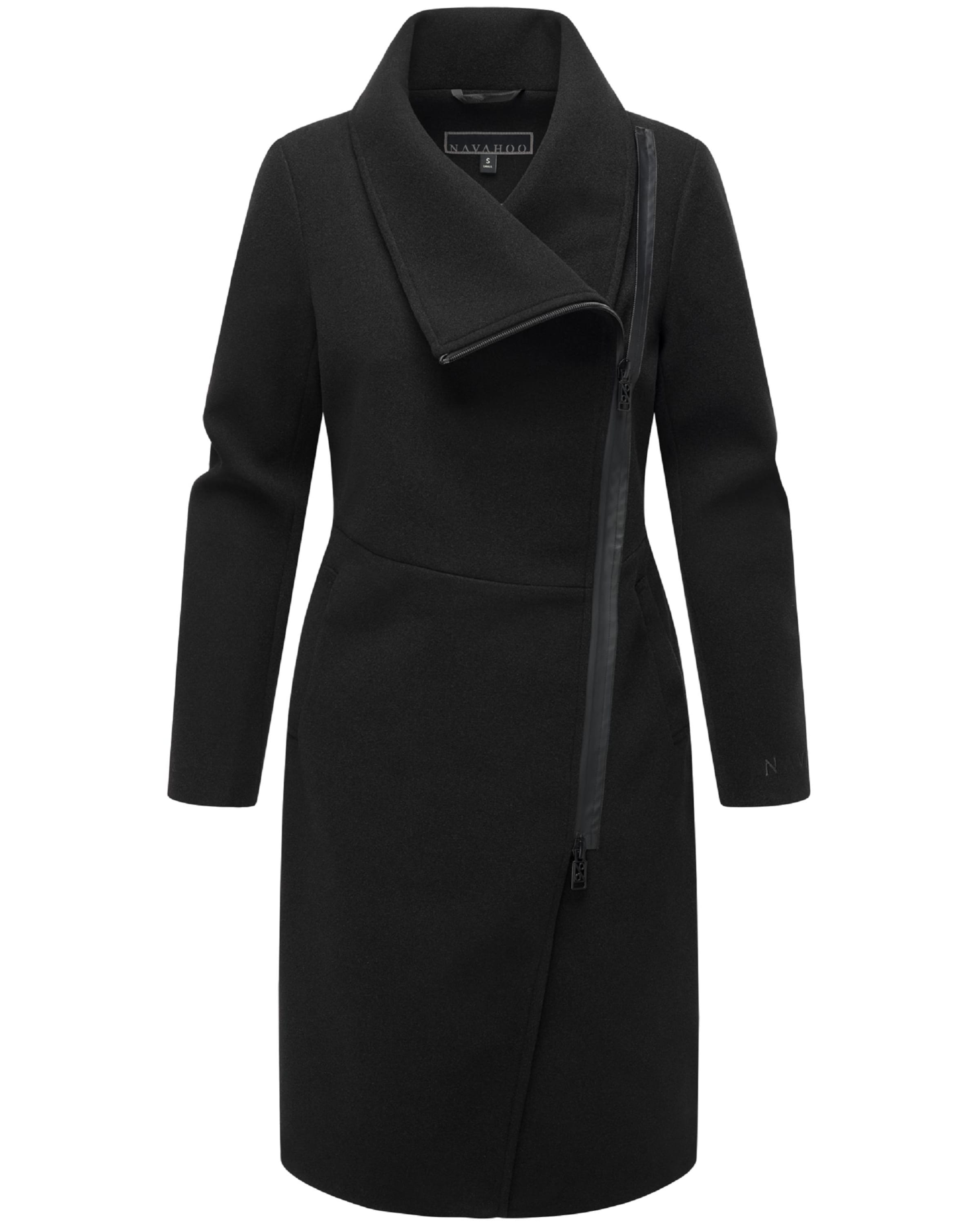 NAVAHOO Between-seasons coat 'Samtrose' in Black: front