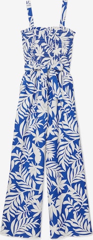 Combinaison 'Tropical Foliage Smocked Jumpsuit' Kate Spade en bleu : devant