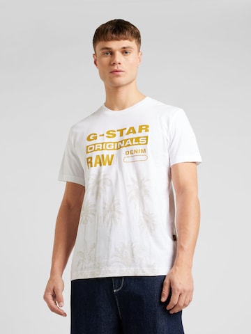 G-Star RAW Тениска 'Palm' в бяло: отпред
