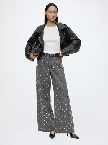 Karl LagerfeldWide Leg/ Široke nogavice Traperice - siva boja