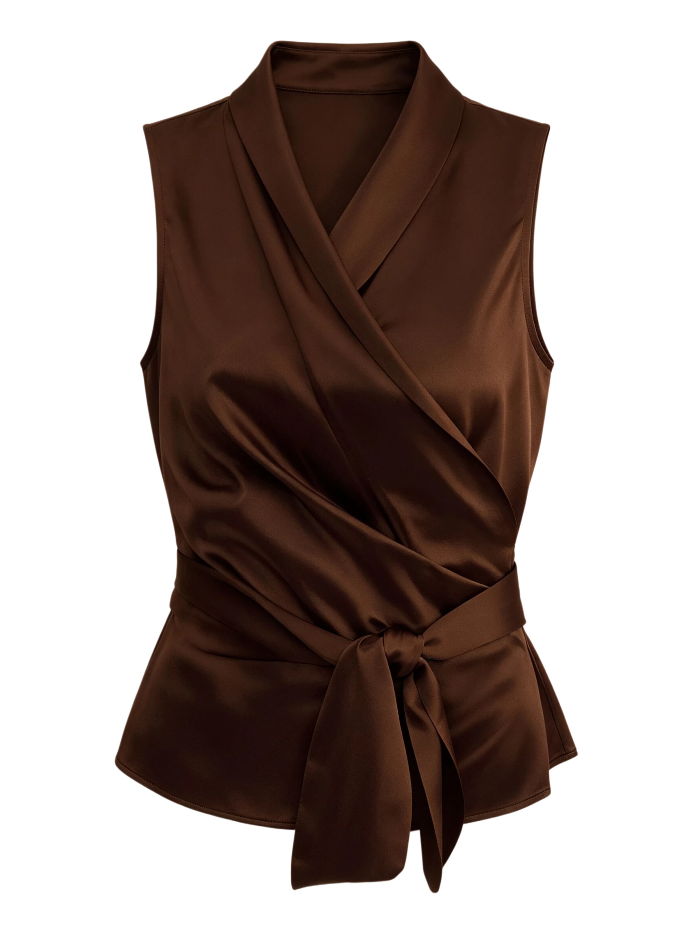 Lilysilk Blouse 'Elegante Seide Wickelbluse' in Bruin: voorkant