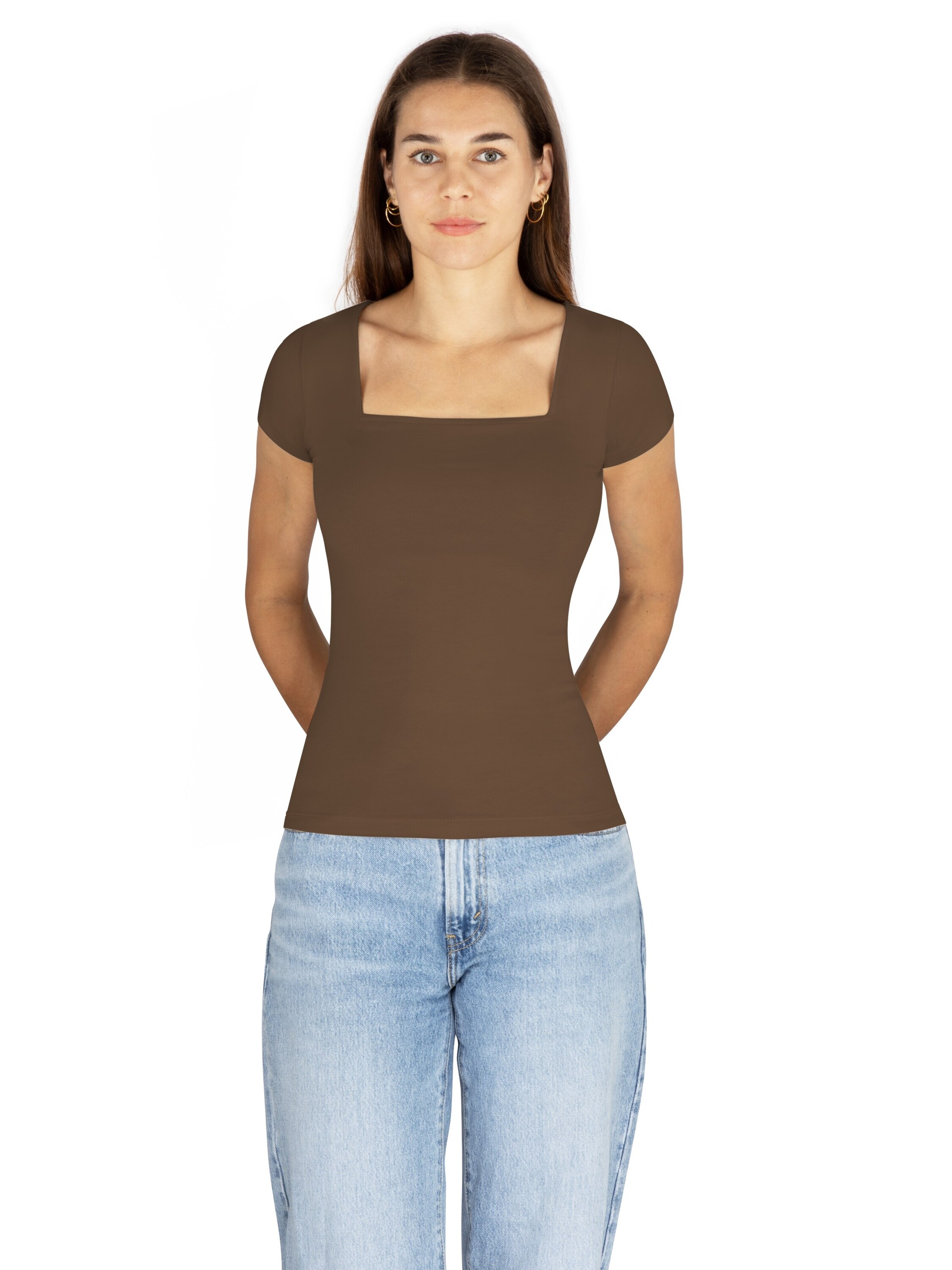 Janice Shirt in Bruin: voorkant