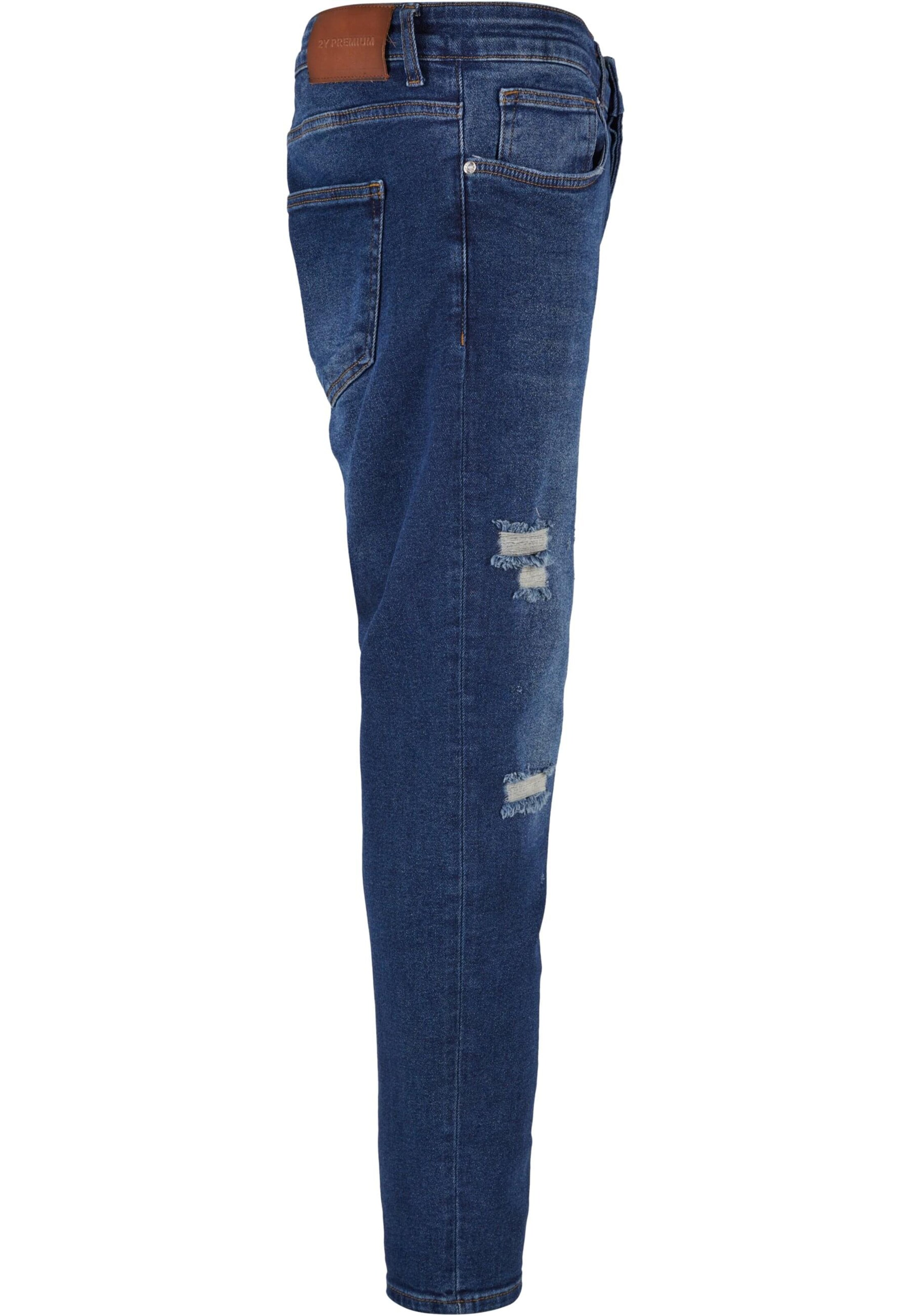 2Y Premium Tapered Jeans in Blauw