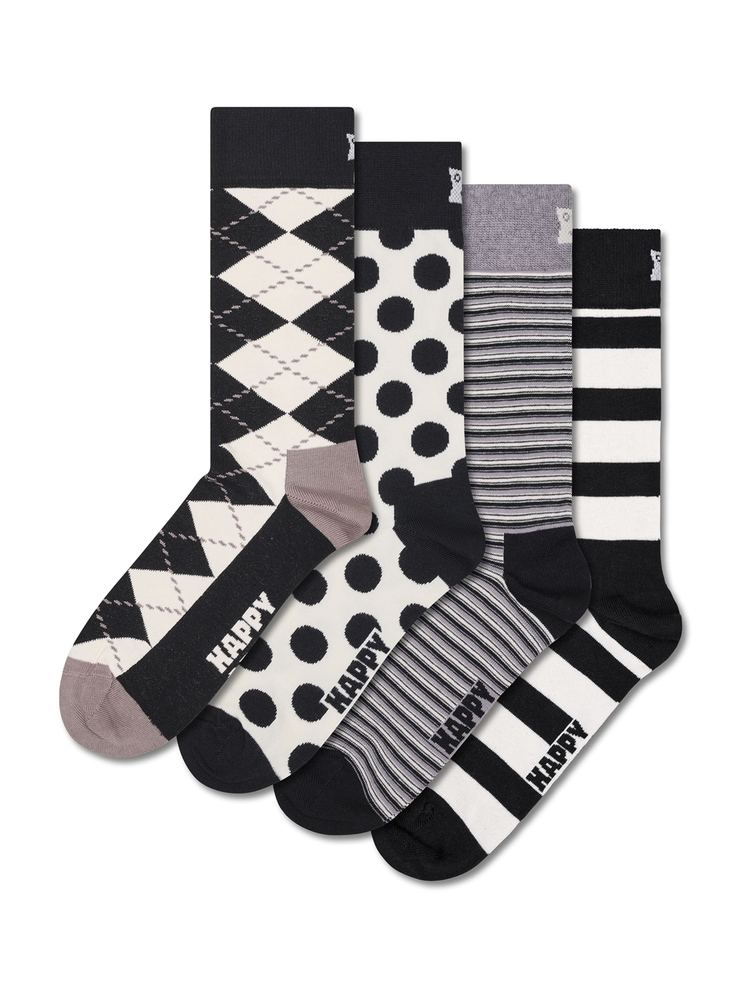 Happy Socks Zokni 'Black And White' - fekete: elől