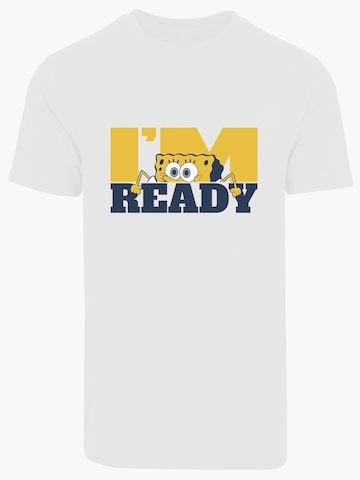F4NT4STIC T-Shirt 'Spongebob Schwammkopf I'M READY - Ich bin bereit!' in Weiß: Vorderseite