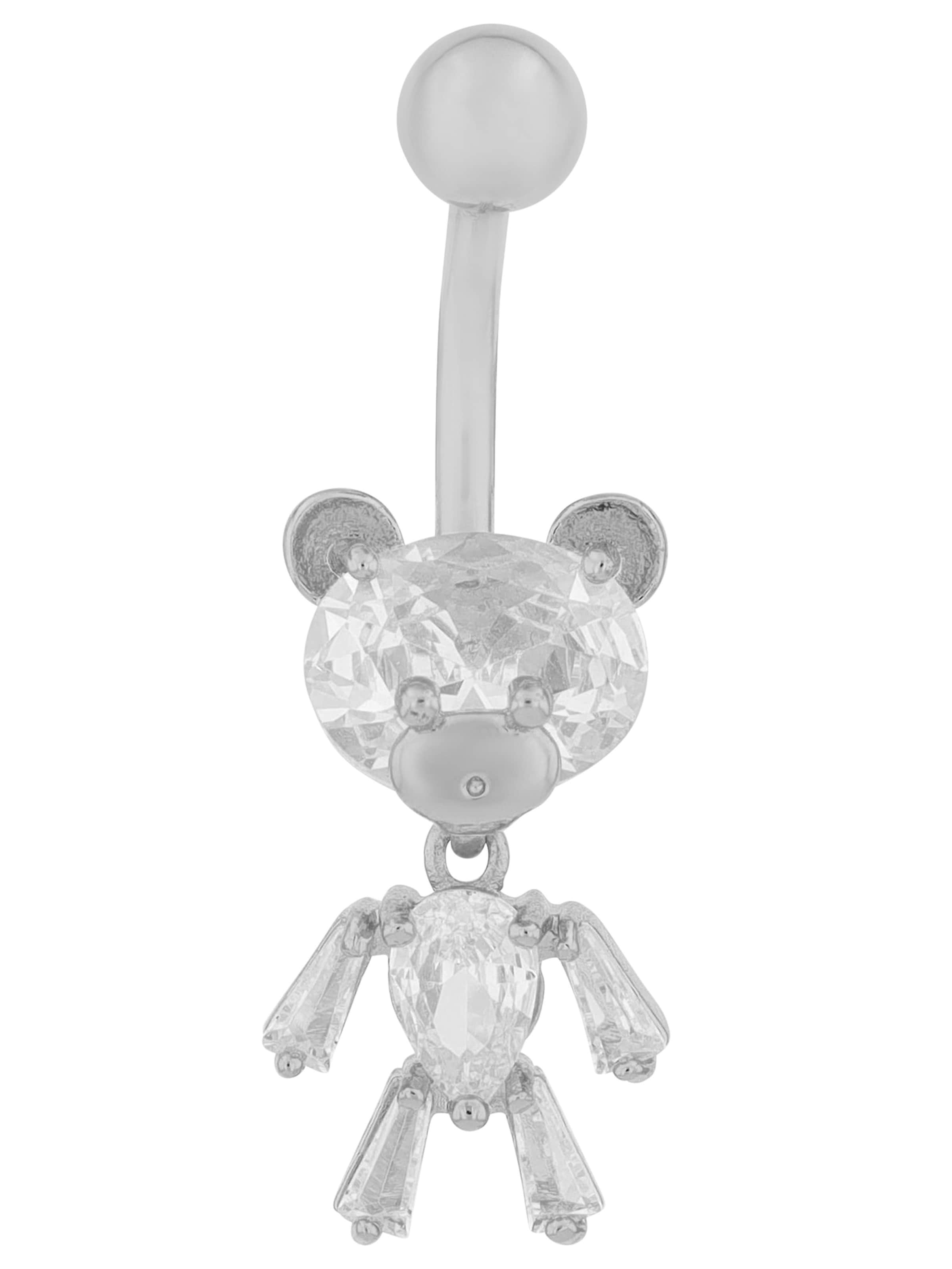 Akzent Piercingschmuck 'Zirkonia'‌‌ in Silber: Vorderseite