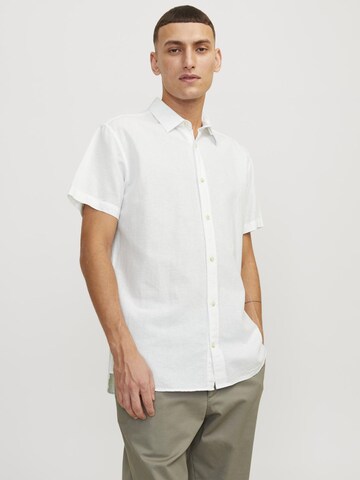 JACK & JONES Comfort fit Button Up Shirt in White: front