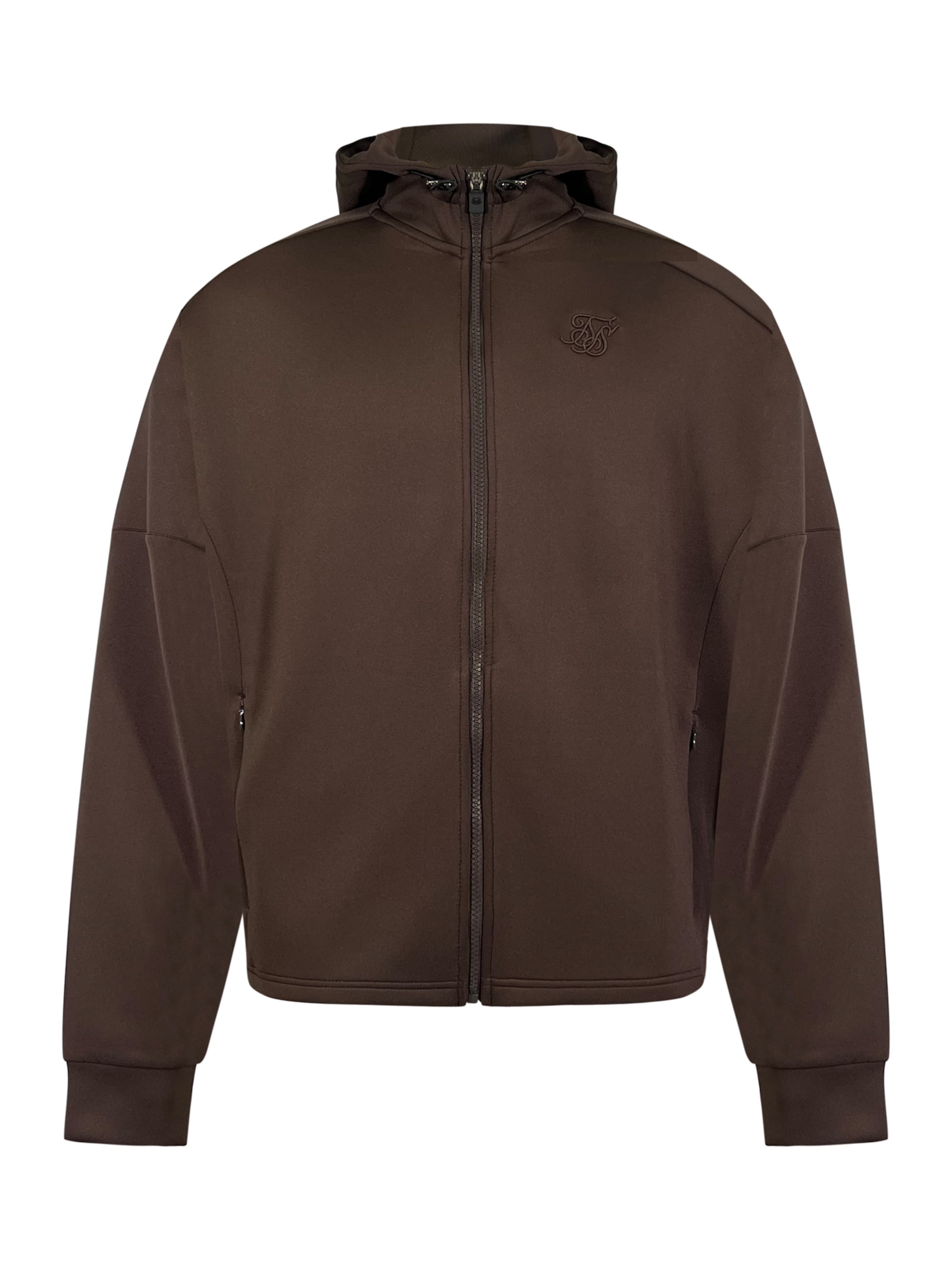 Giacca di felpa di SikSilk in marrone: frontale