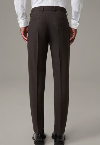 STRELLSON Slim fit Trousers with creases 'Melwin' in Brown