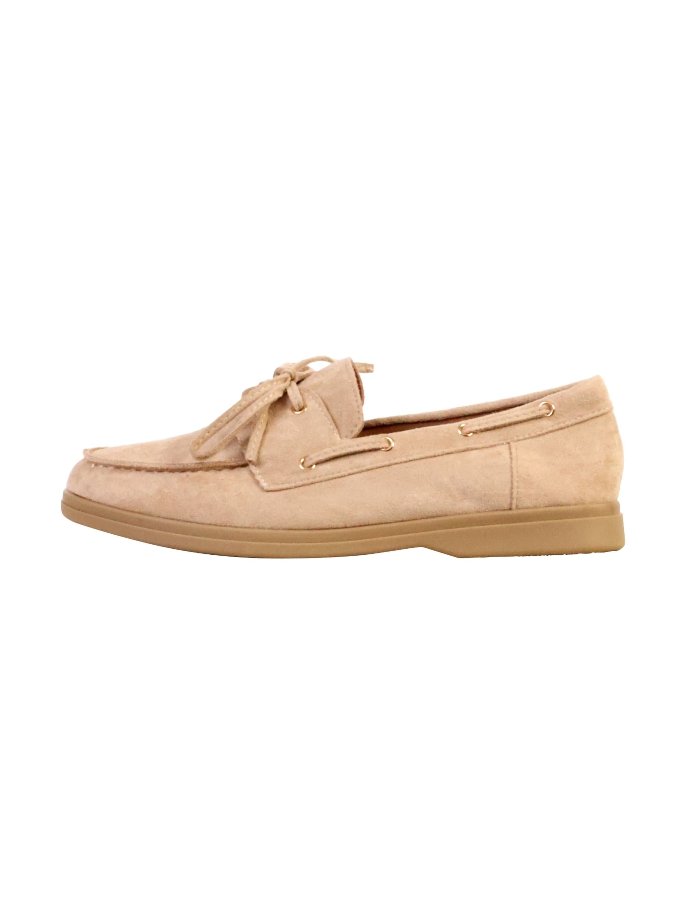 Super Mode Classic Flats in Beige: front