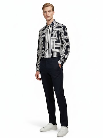 Radwa Regular fit Button Up Shirt 'Men's Viscose multicolor pattern shirt' in Black