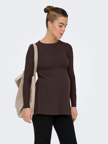 Only Maternity Shirt 'OLMMALAYA' in Bruin: voorkant