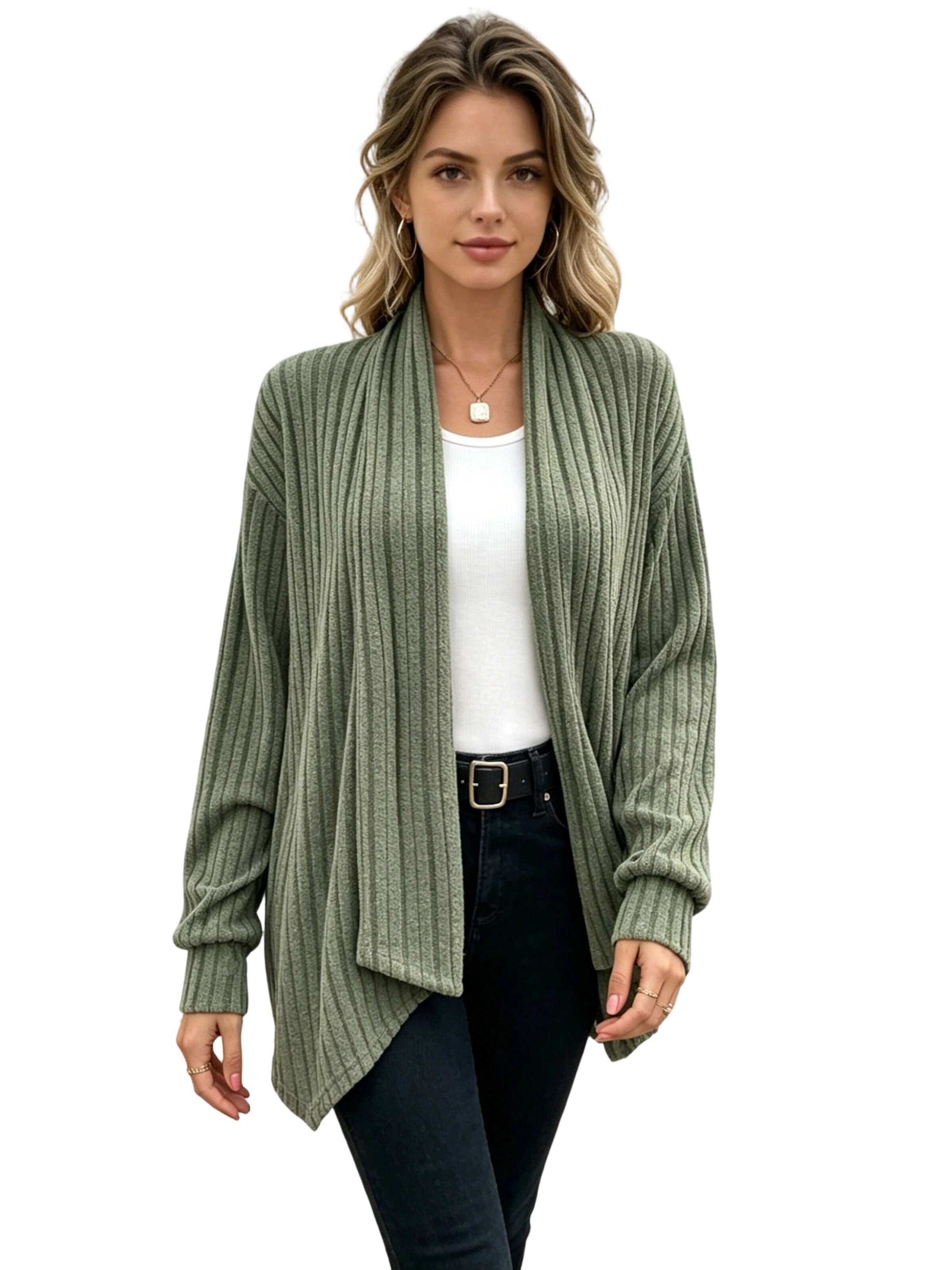 Yesfashion Kardigan w kolorze zielony