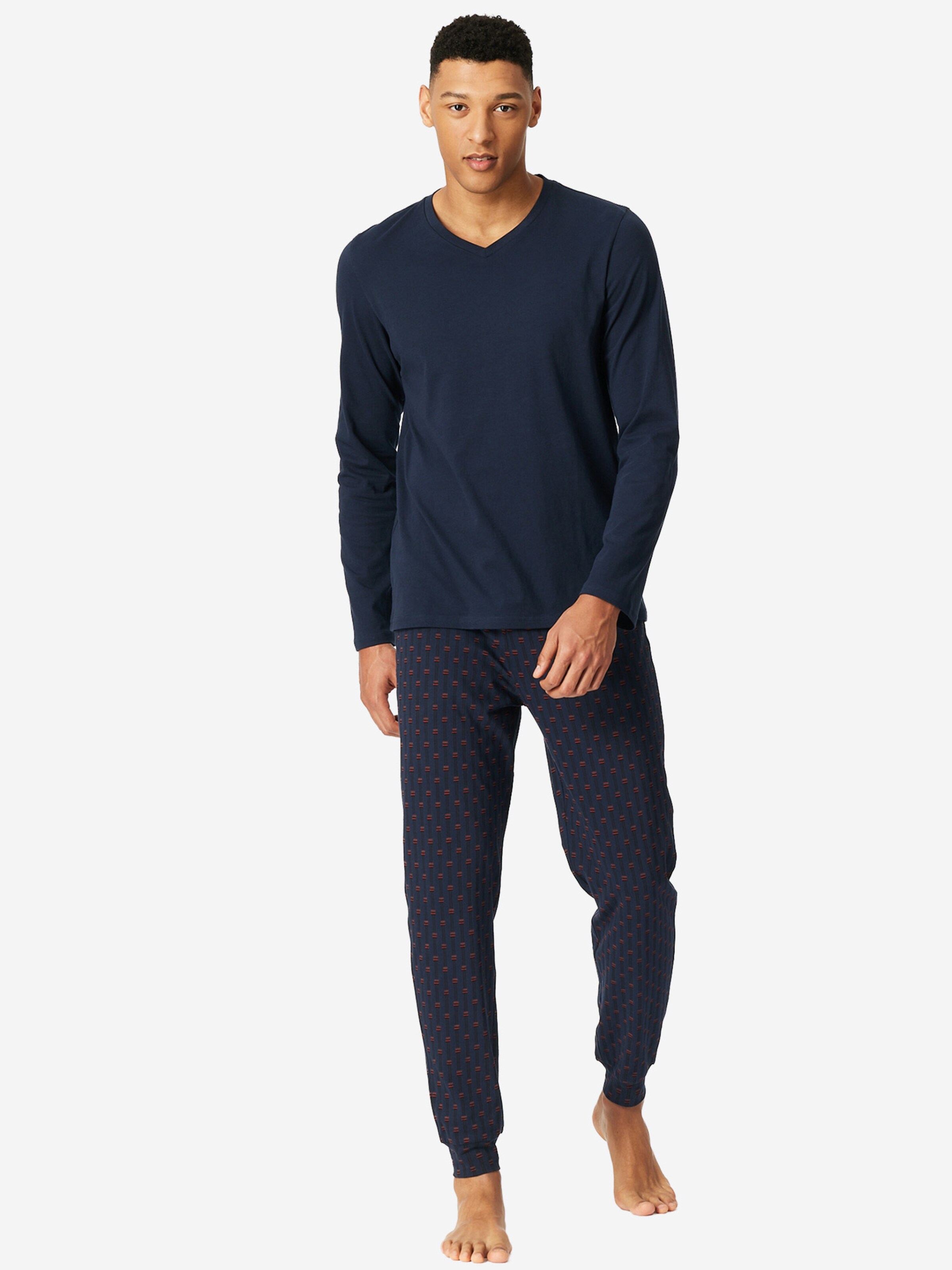 SCHIESSER Pyjama 'Casual Essentials' in Blau: Vorderseite