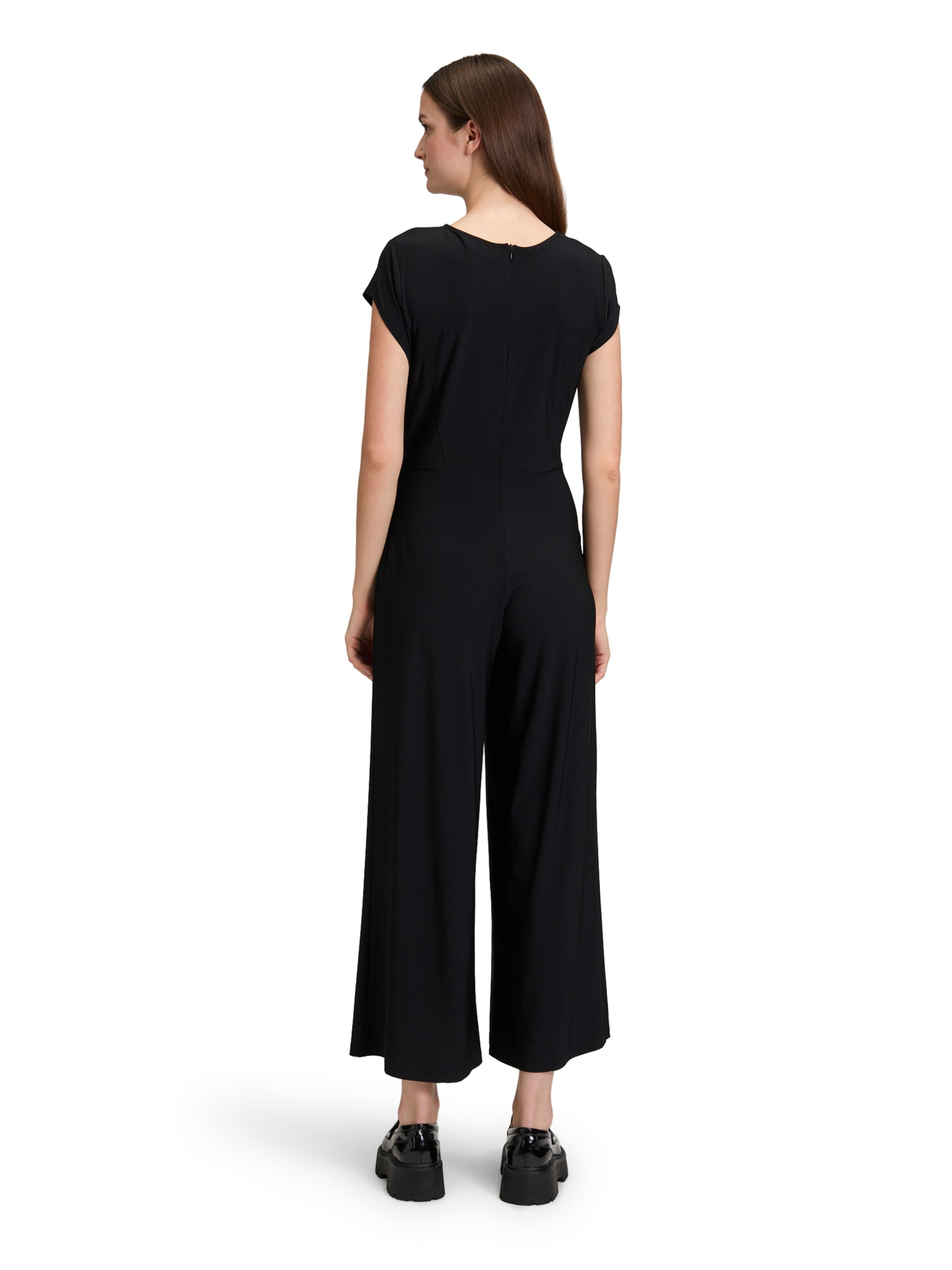 Cartoon Jumpsuit mit Bindegürtel in Schwarz