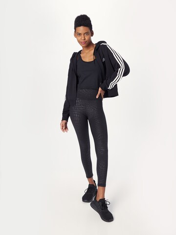 ADIDAS SPORTSWEAR Athletic Zip-Up Hoodie 'Essentials 3-Stripes French Terry ' in Black