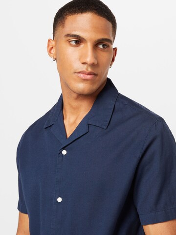 QS Comfort fit Button Up Shirt in Blue