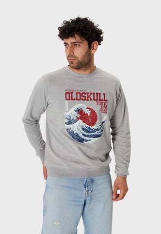 Oldskull Sweatshirt 'Asian Big W Vintage Logo Graphic' in Grau: Vorderseite