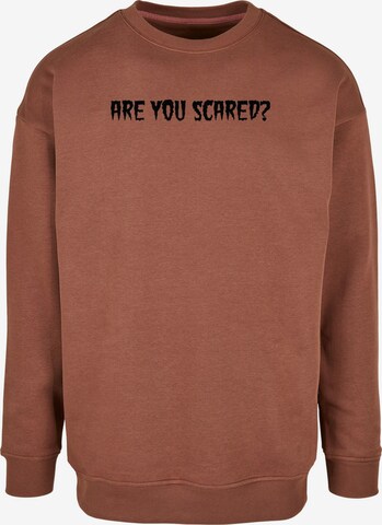 Merchcode Sweatshirt 'Halloween - Are You Scared' in Brown: front