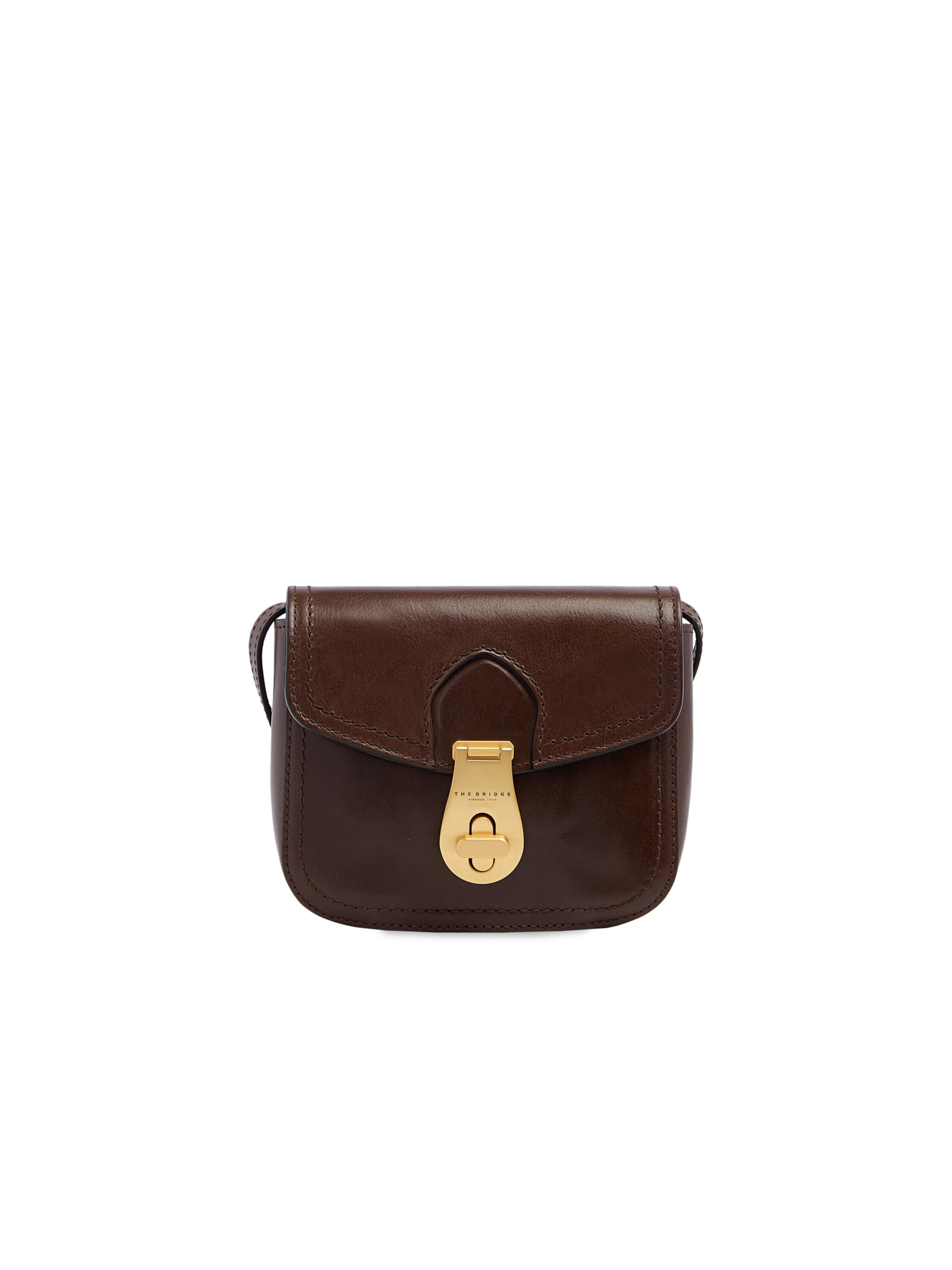The Bridge Crossbody Bag in Brown: front