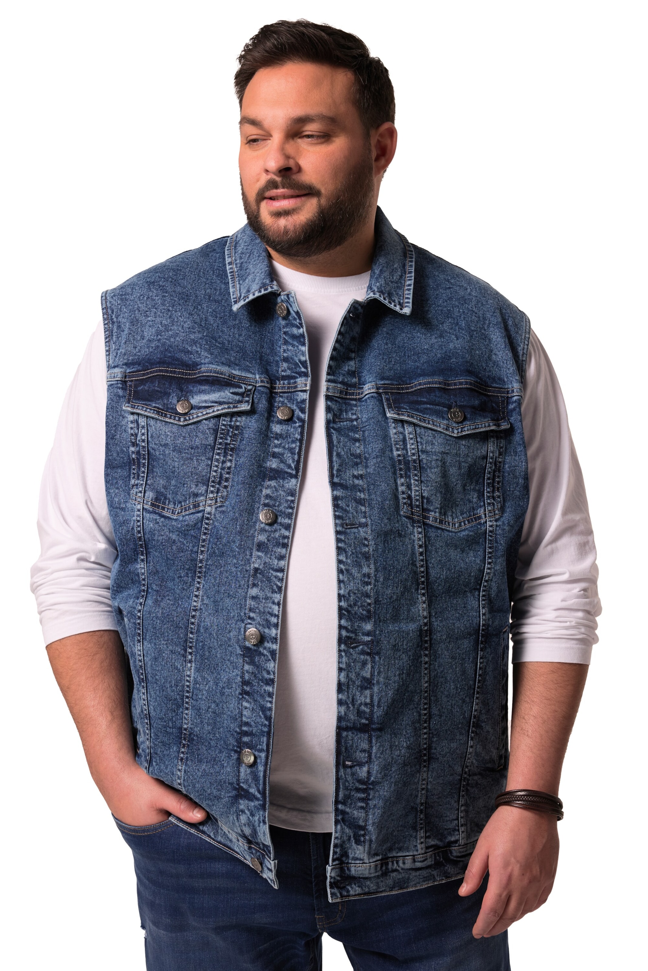 Men Plus Vest in Blue: front
